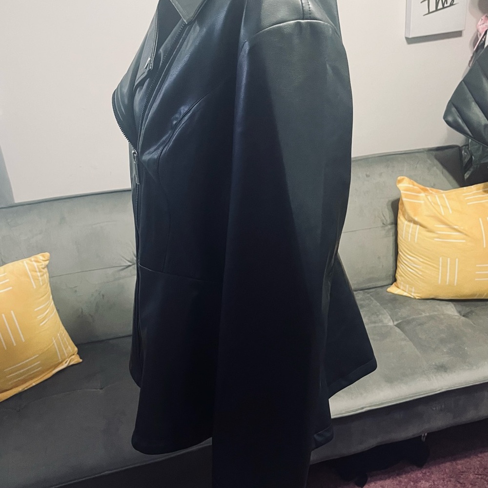 Guess by Marciano Black Faux Leather Peplum Moto Jacket - Picture 14 of 16